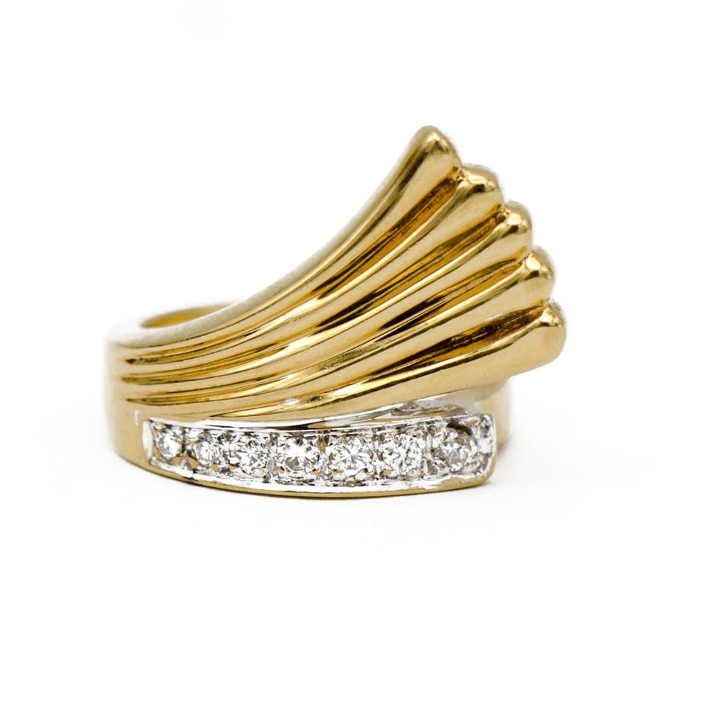 14k Yellow Gold Diamond Wing Ring